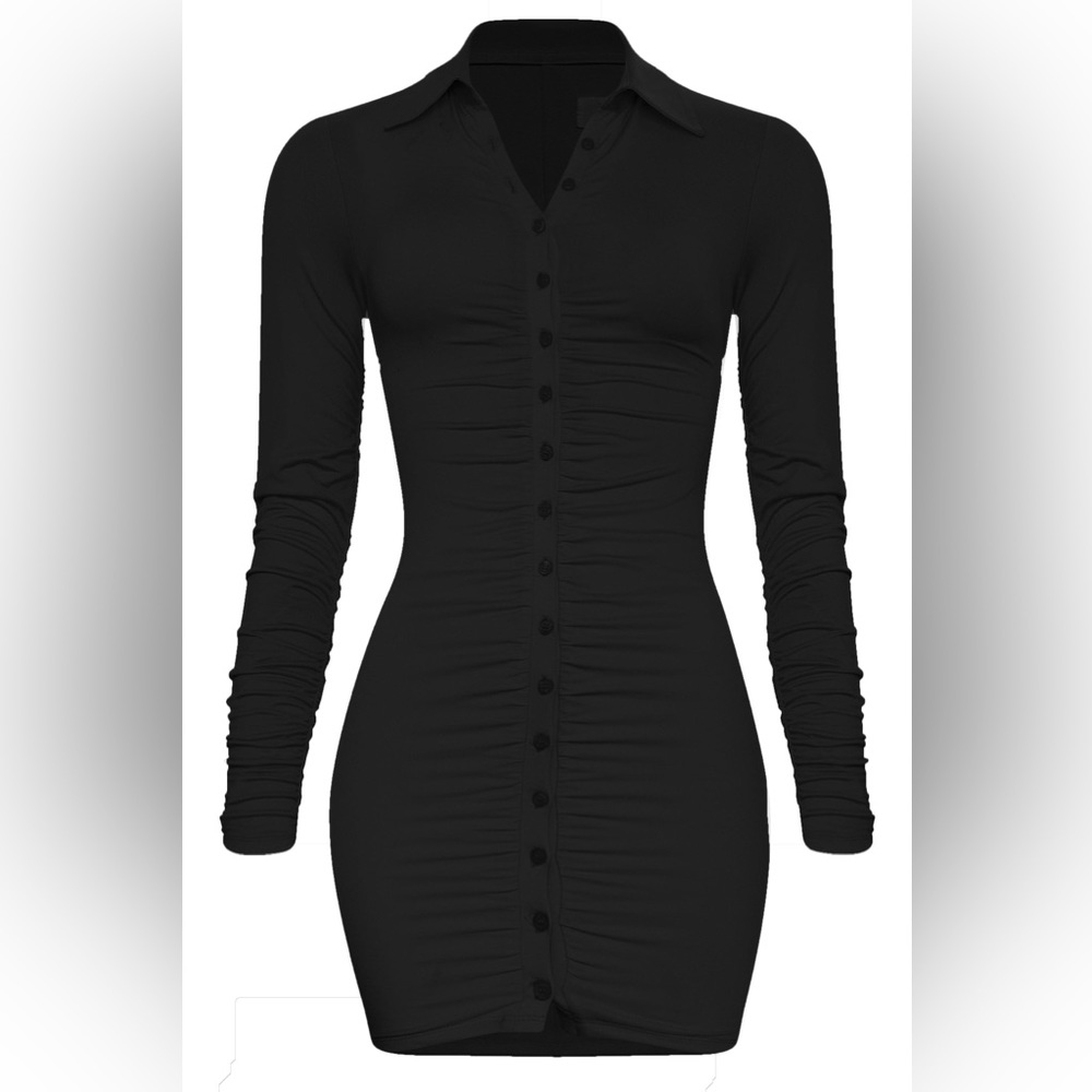 NWT🏷️🌻✔️ LEAU BERLIN BUTTON UP MINI DRESS - BLACK